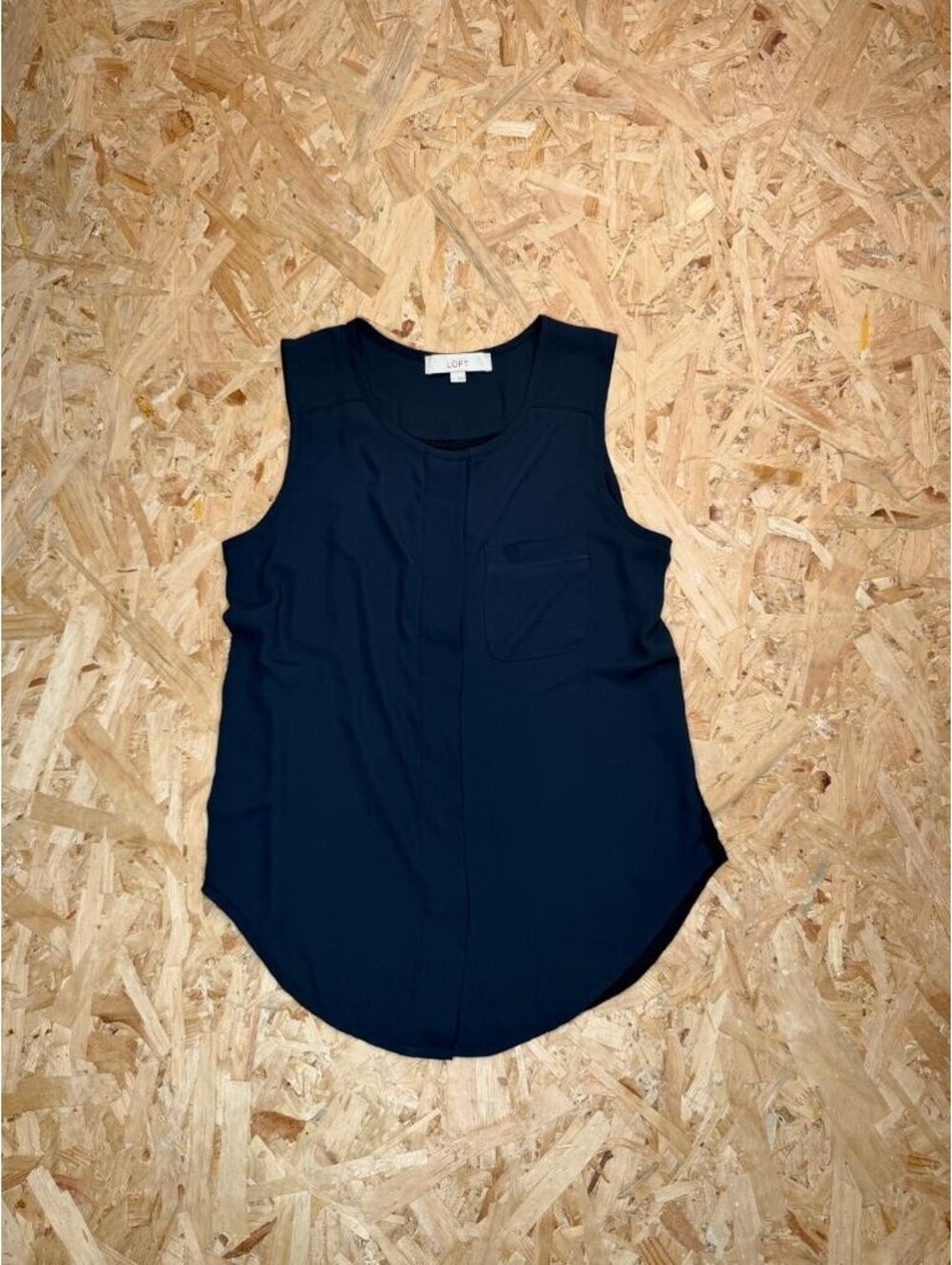Ann Taylor Loft Womens Small Navy Blue Sleeveless Blouse Tank Top Pocket